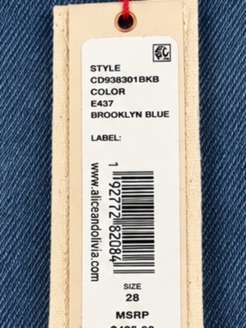 NWT. ALICE + OLIVIA High Rise Wide Leg Jeans Brooklyn Blue Size 28 - Picture 11 of 11